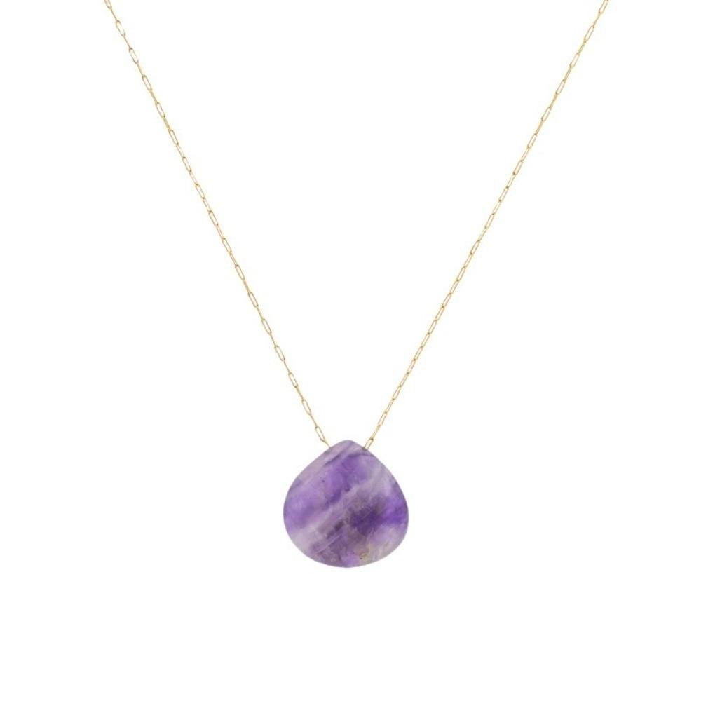 

Colorful Waterdrop Pendant Necklace Minimalist Collarbone Chain Neck Jewelry Stone Necklace Women фиолетовый