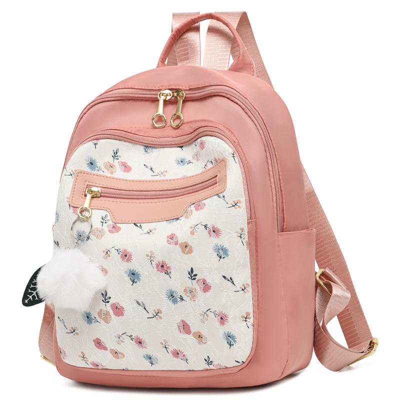 Small Floral Backpack Women's Large Capacity Oxford Cloth Lightweight Backpack