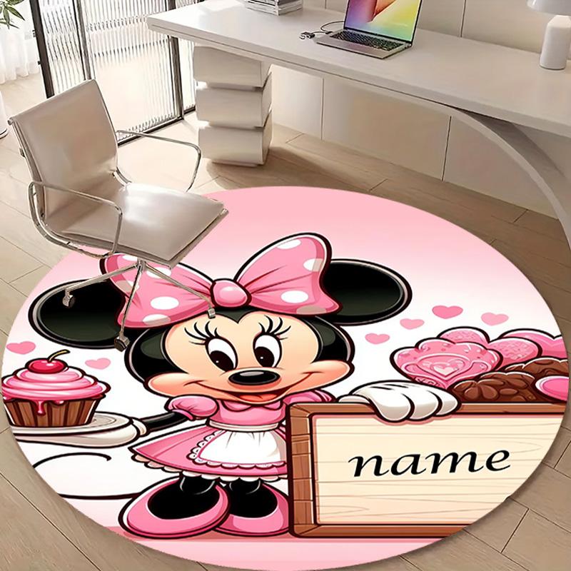 Personalized M-Minnie Round Chair Office Rug - Perfect for Mat, Office Chair & More - Ideal Gift for Birthdays and Holidays