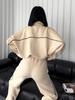 European and American Casual Set with Long Sleeve Cardigan Hoodie and Lace-up Striped Pants