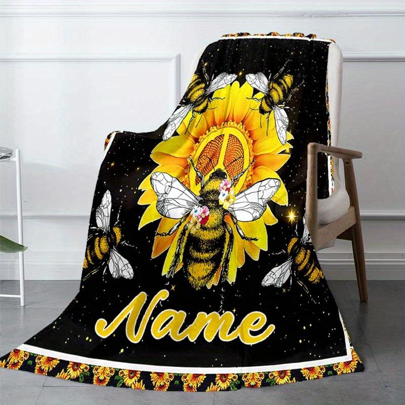 The Moon And The Bee Customize Your Name Blanket Used For Chair Office Sofa Bed Camping Soft And Warm Giving Friends And Relatives Birthday Graduation
