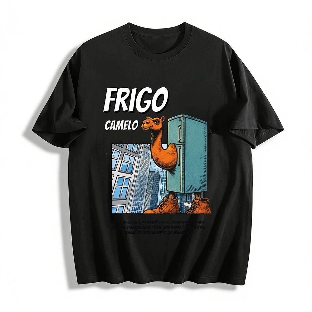 Funny Camel Frigo Print Tshirt Urban Trendy Quirky Graphic Top Pure cotton T-shirt XXS