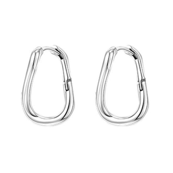 1 Pair Geometric Huggie for Women Hoop Earrings Casual серебряный
