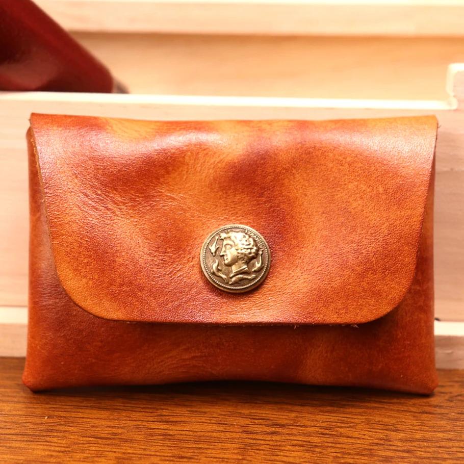 

Кошелек ручной работы из кожи для монет, кошелек для мужчин и женщин, кожаный женский кошелек для монет хаки