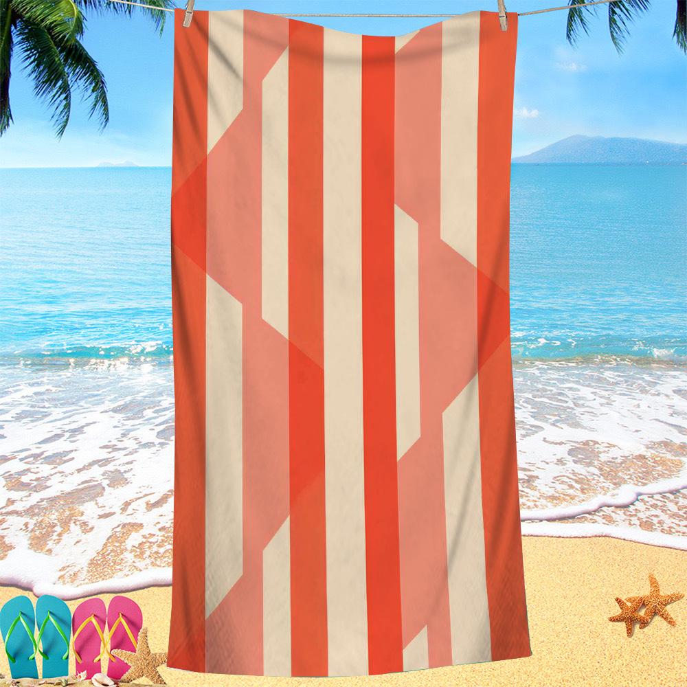 Geometrische Muster Serie digital bedrucktes Polyester Superfeine Faser beidseitiger Fleece Strandurlaub Badetuch, Strandtuch