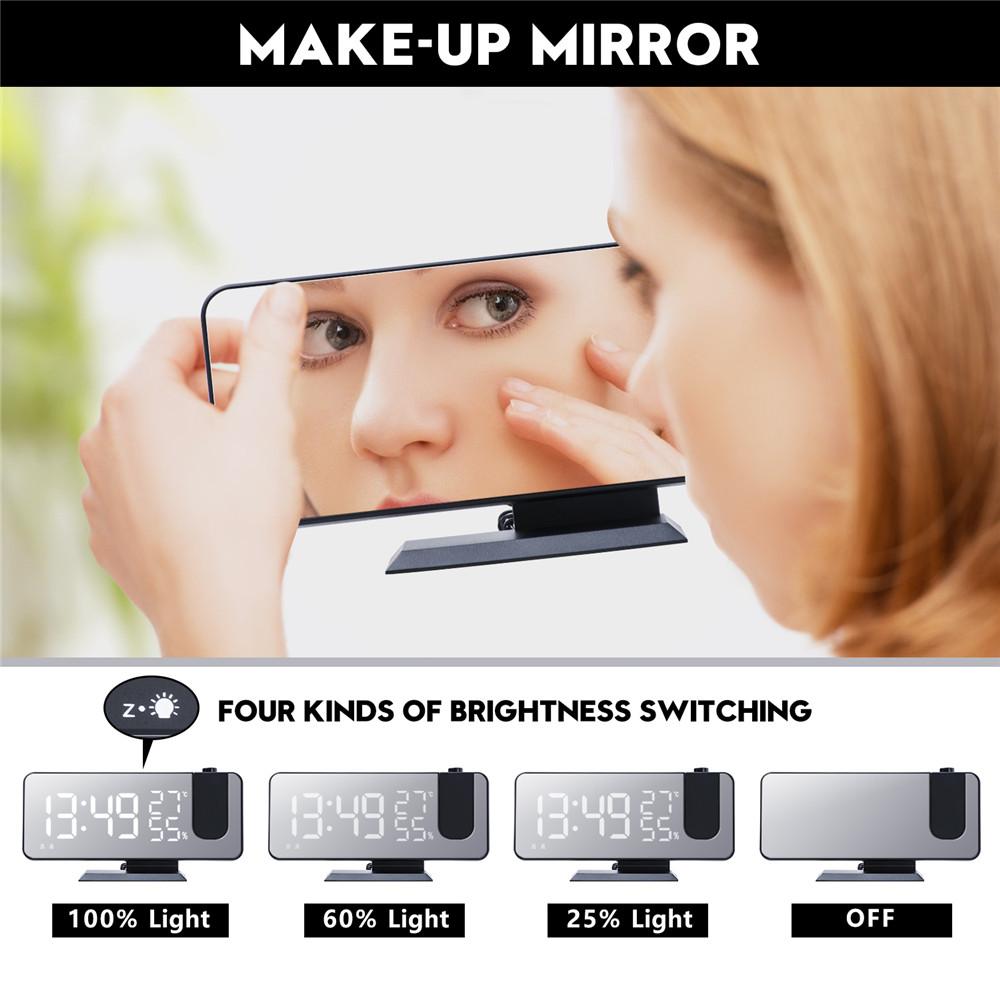 Projection Digital Radio Alarm Clock For Bedrooms LED Display USB Charger Port