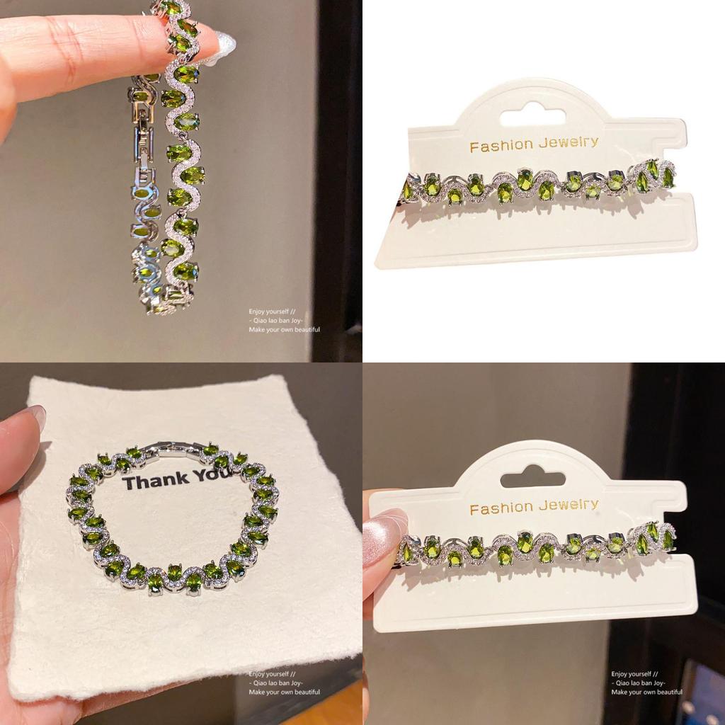 Geometric Zircon Oval Silver Womens Fashion Bracelet For Elegant Gift