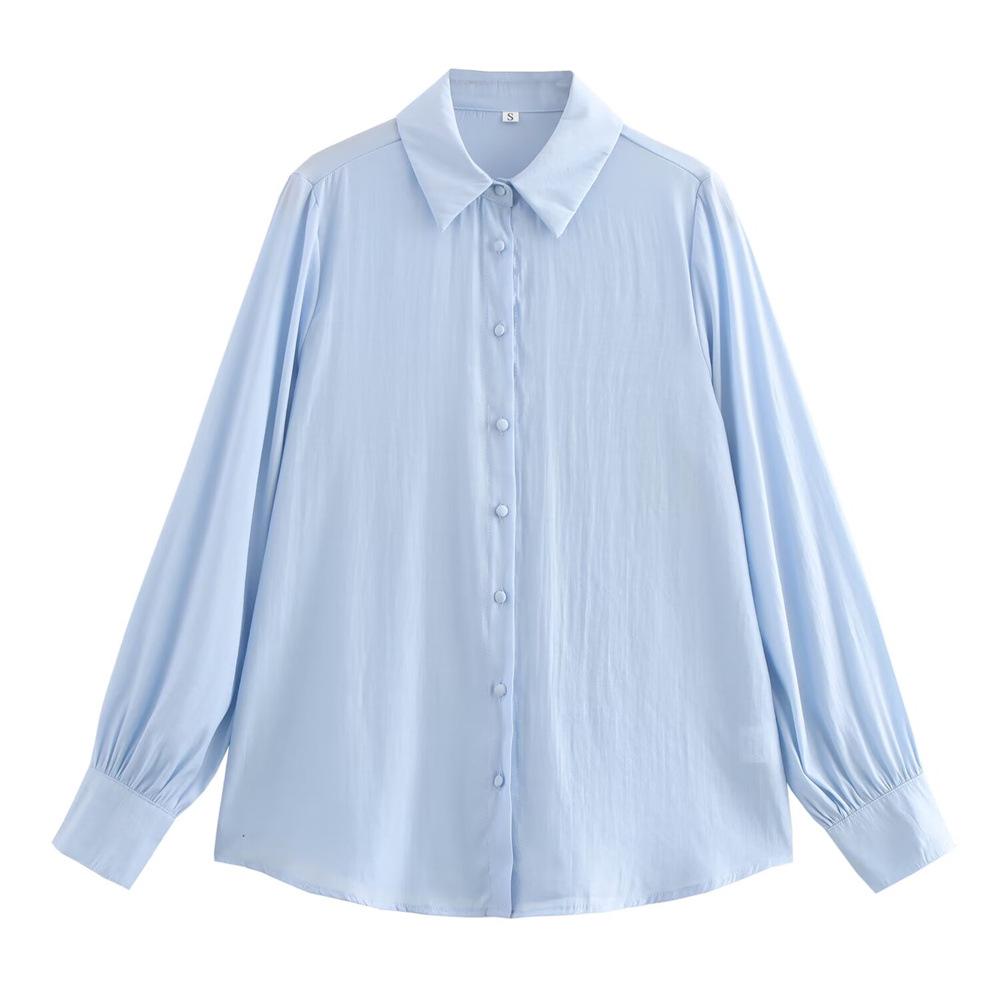 

PB&ZA Women s Solid Color Button-Embellished Shirt - 2024 Autumn/Winter Fashion Collection M