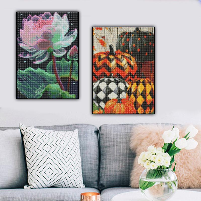 5D Diamond Painting Full Round Drill Diamond Pumpkin Lotus Diamond Painting Handmade Diy Diamond Mosaic Painting Home Decoration
