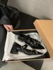 Thick heel retro black pointed single shoes women's shoes 2025 new autumn and winter French Mary Jane evening small leather shoes