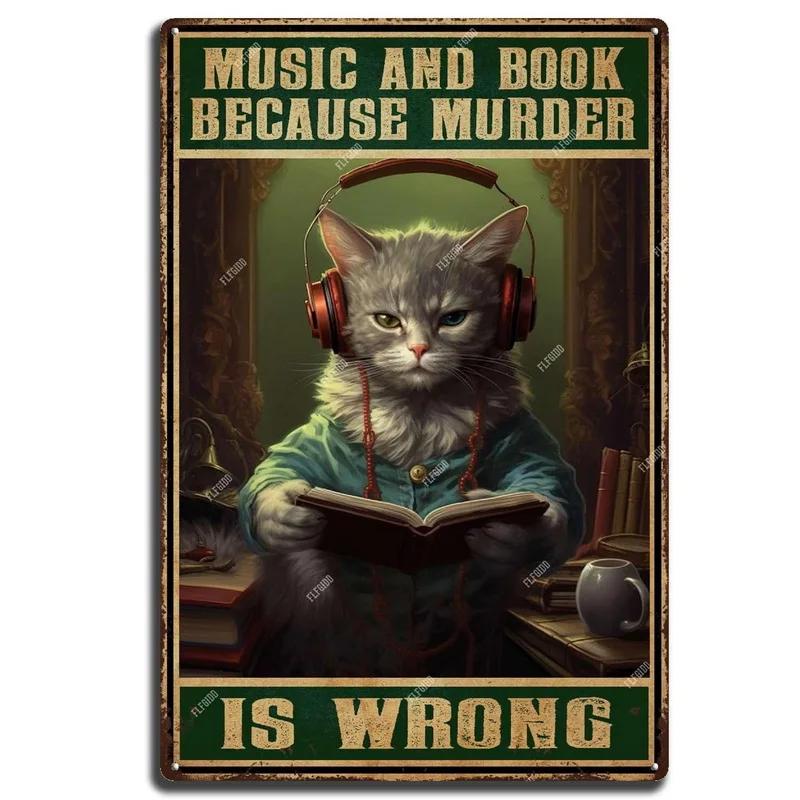 Couple Cat Metal Tin Sign Hotel Lobby Decoration Background Picture Bar Club Poster Home Living Room Wall Decor Animal Plaque