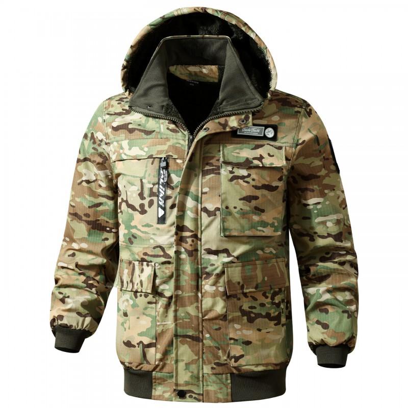 Mens Winter Workwear Set Thick Fleece Lined Camouflage Utility Suit Outdoor Cold Weather