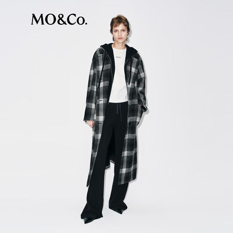 MO&Co. Women's Plaid Wool Blend Hooded Jacket