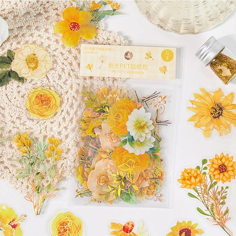 1-6Pcs/Bag Aesthetic Flower Stickers Pack Fresh Plant Hand Account Diy Material Decorative Stationery Stickers