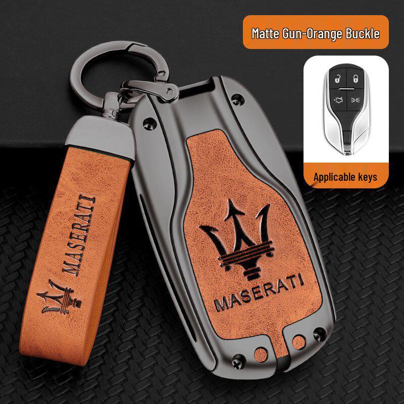 Maserati Quattroporte, Levante, Ghibli Metal Leather Key Case Protective Shell
