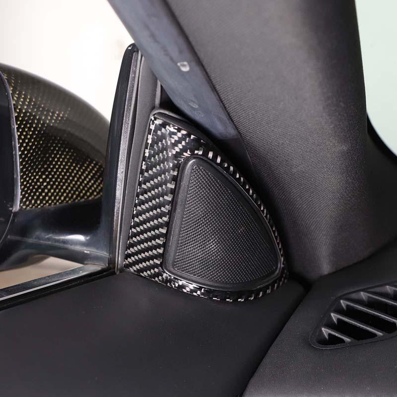 For Jaguar F-TYPE 2013- Soft Carbon Fiber Car A-pillar Horn Frame Decoration Sticker Car Interior Accessories