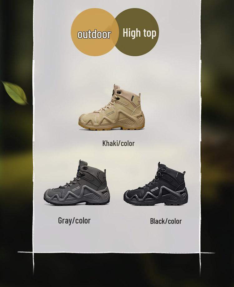 Męskie ultralekkie wodoodporne buty trekkingowe i taktyczne typu high-top - oddychające buty outdoorowe bojowe i pustynne