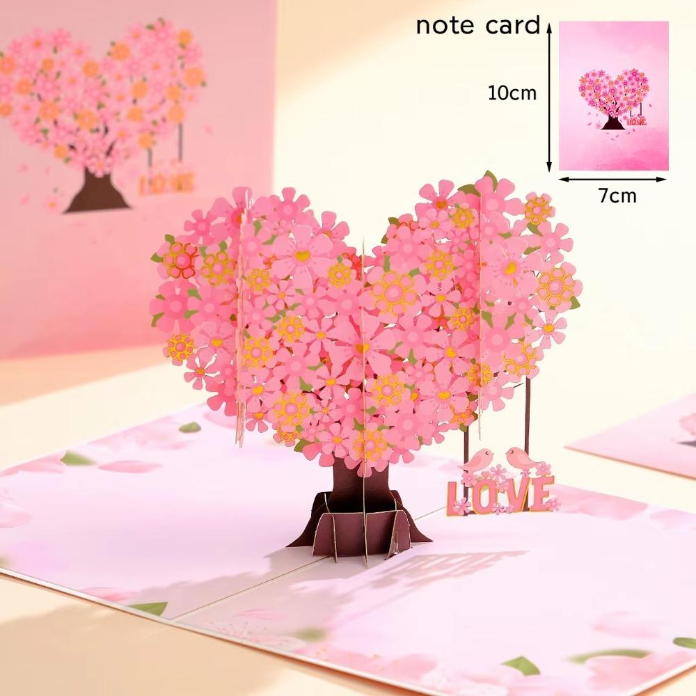 Romantic Theme 3D Pop Up Card Pop-Up Mechanism Heart Shape Butterfly Heart Card Handmade Craft Anniversary Card