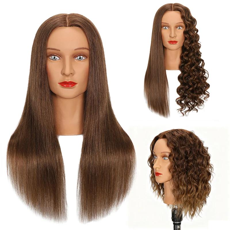 100% Real Hair Mannequin Head With Human Hair Hairdresser Cosmetology Mannequin Manikin Training Practice Styling Doll Head