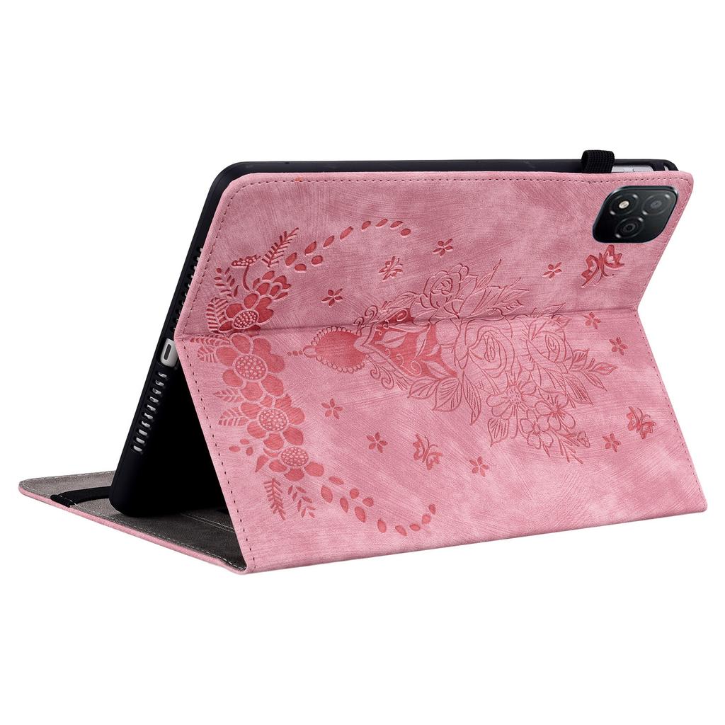 For Infinix Xpad Case Card Holder Anti-Scratch Leather Cover Rose Flower Imprint
