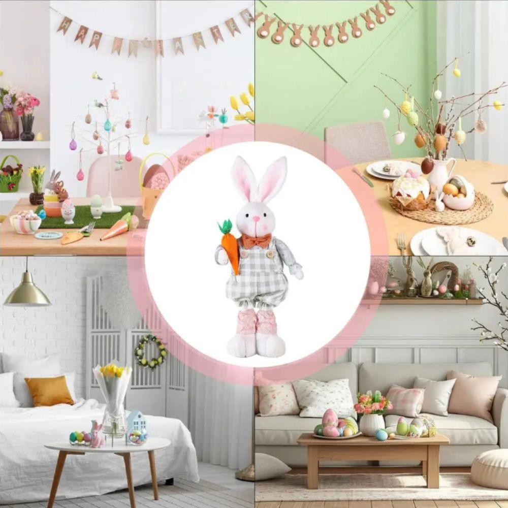 Conception Redimensionnable Figurine Lapin de Pâques Lapin à Longues Pattes Réglable Ornement de Maison
