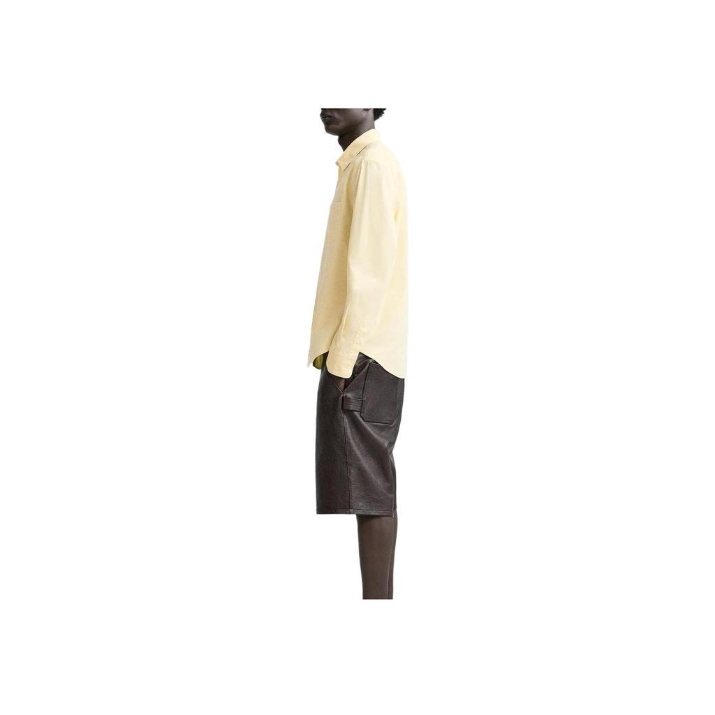 Zara Slim Fit Pocket Detail Satin Feel Long Sleeve Shirt Men shirts Light-Yellow 5369300-321