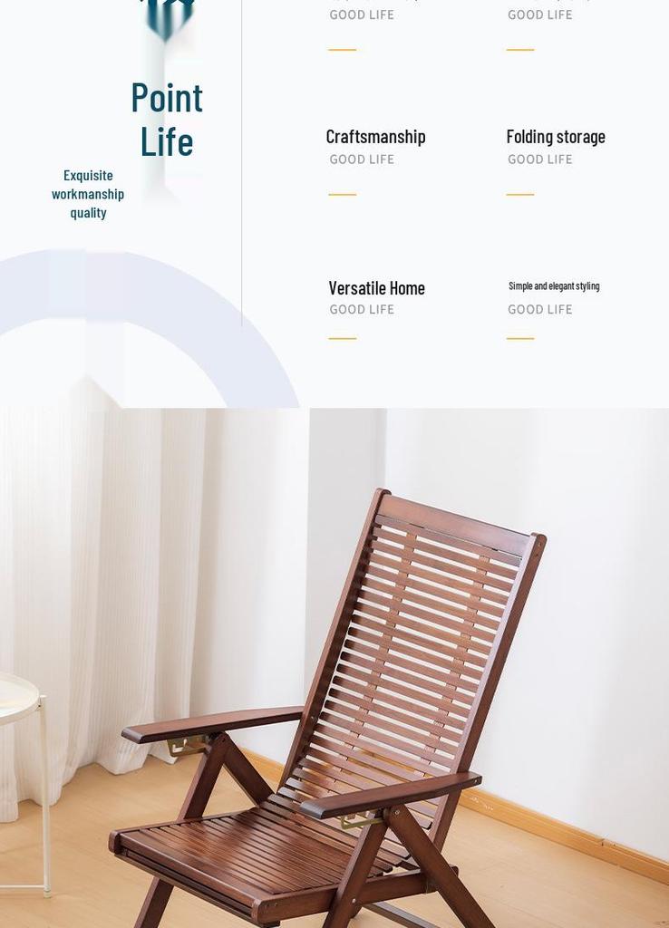 Premium Widened Bamboo Folding Lounge Chair for Home & Outdoor Use - Reinforced & Cool for Summer Relaxation
