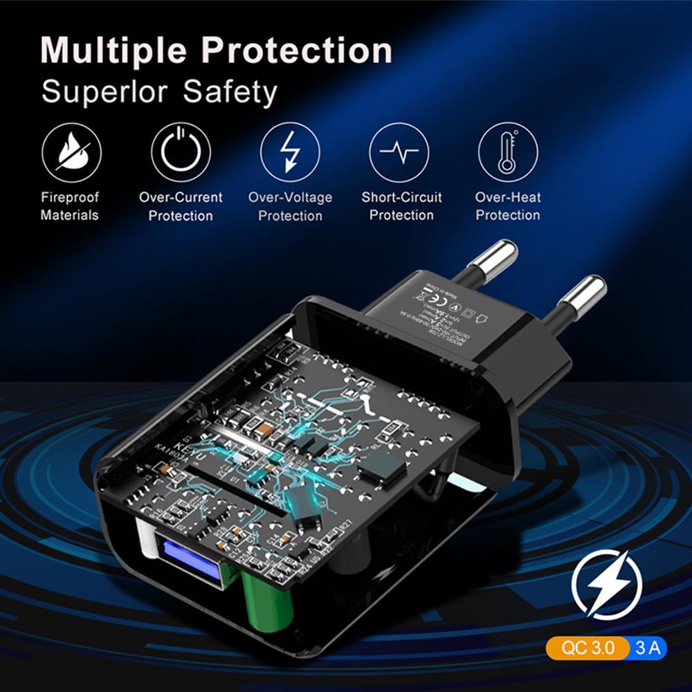 3A QC3.0 Fast Charger 18 USB Charger Quick Charge 3.0 Phone Charger for iPhone for  Samsung Xiaomi Redmi EU US Plug