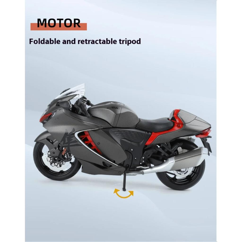 1/9 SUZUKI HAYABUSA Motorcycle Model, Rearview Mirror Removable, Simulated Lighting, Adult Collectible Ornaments, Boy Gifts