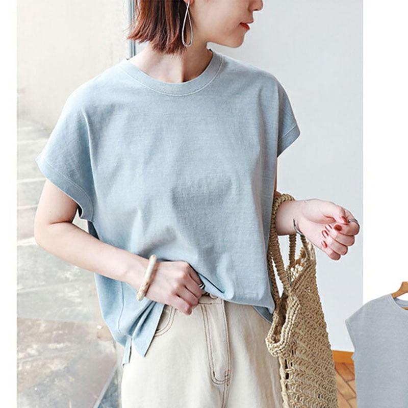 Fashion Elegant Loose Casual Women T Shirts Summer New Short Sleeve Round Neck Cotton T-shirt Women's Tops Simple Slim Solid Female Tee 3477