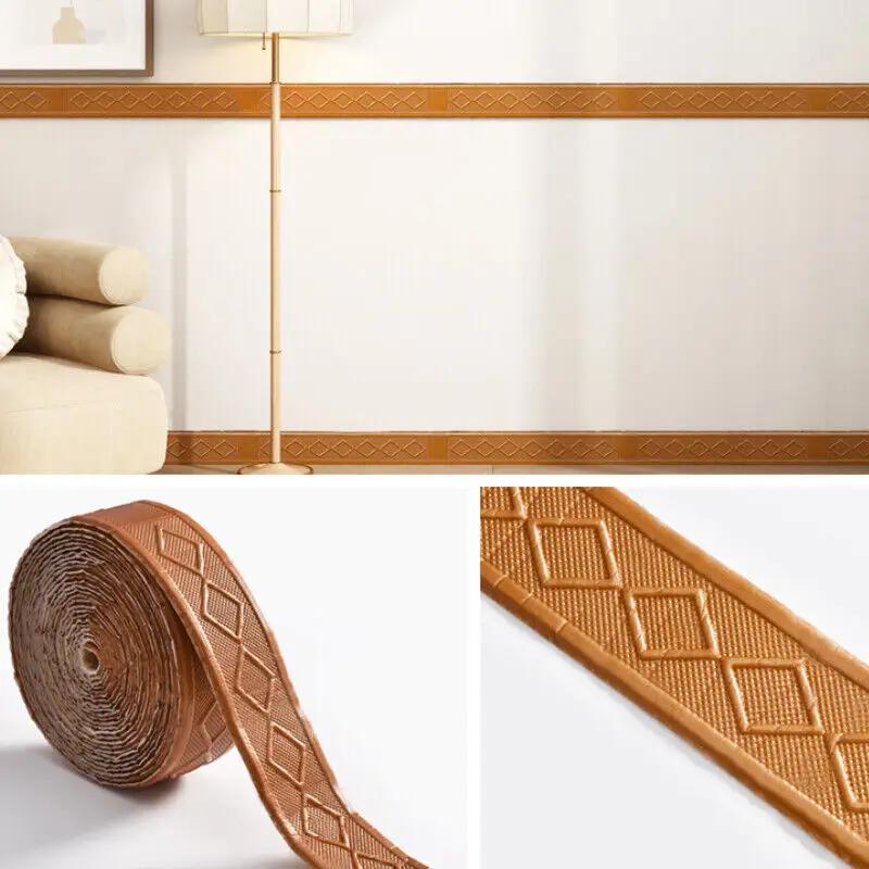 9.2M 3D Wall Trim Line Skirting Border Self Adhesive Waterproof Baseboard Wallpaper Wall Sticker for Living Room Home Decoration