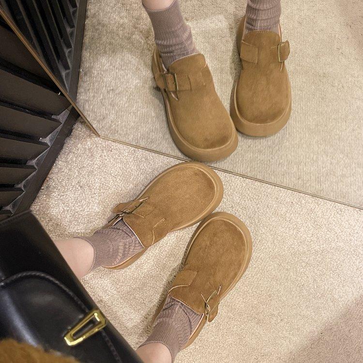 [Youshilai] High-end Thick-soled One-pedal Women's 2025 Spring New Baotou Casual Versatile Lazy Single Shoes