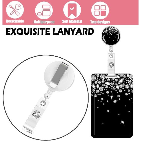 Badge Reels Retractable with Carabiner Reel Clip, ID Name Tag Work Badge Holder Belt Ferrule, Identity ID Badge Holder Cover Case for Office Work