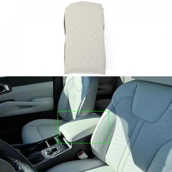 Серая крышка-накладка на бокс-подлокотник центральной консоли из ПУ-кожи для Kia Sorento