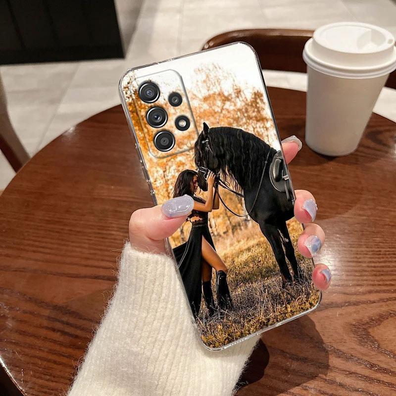 Pferdemädchen Tier Klare Handyhülle Für Samsung Galaxy A56 A57 A37 A55 A54 A36 A35 A26 A25 A16 A17 A07 A52 A34 A73 A53 A21s Cover