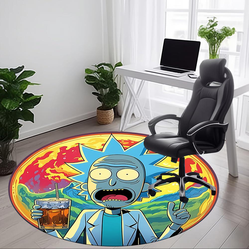 1pc Rick and Morty Office Round Area Rug, Indoor Mat Suitable For Office, Under Office Chairs Bedroom Living Room Home Decor a0908176