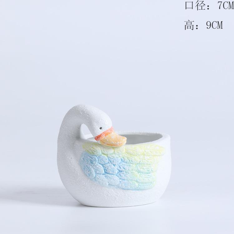 

1pc Creative Swan Printed Succulent Pot Flower Pot Plant Ceramic Flower Pot Home Decor Hanging Planter