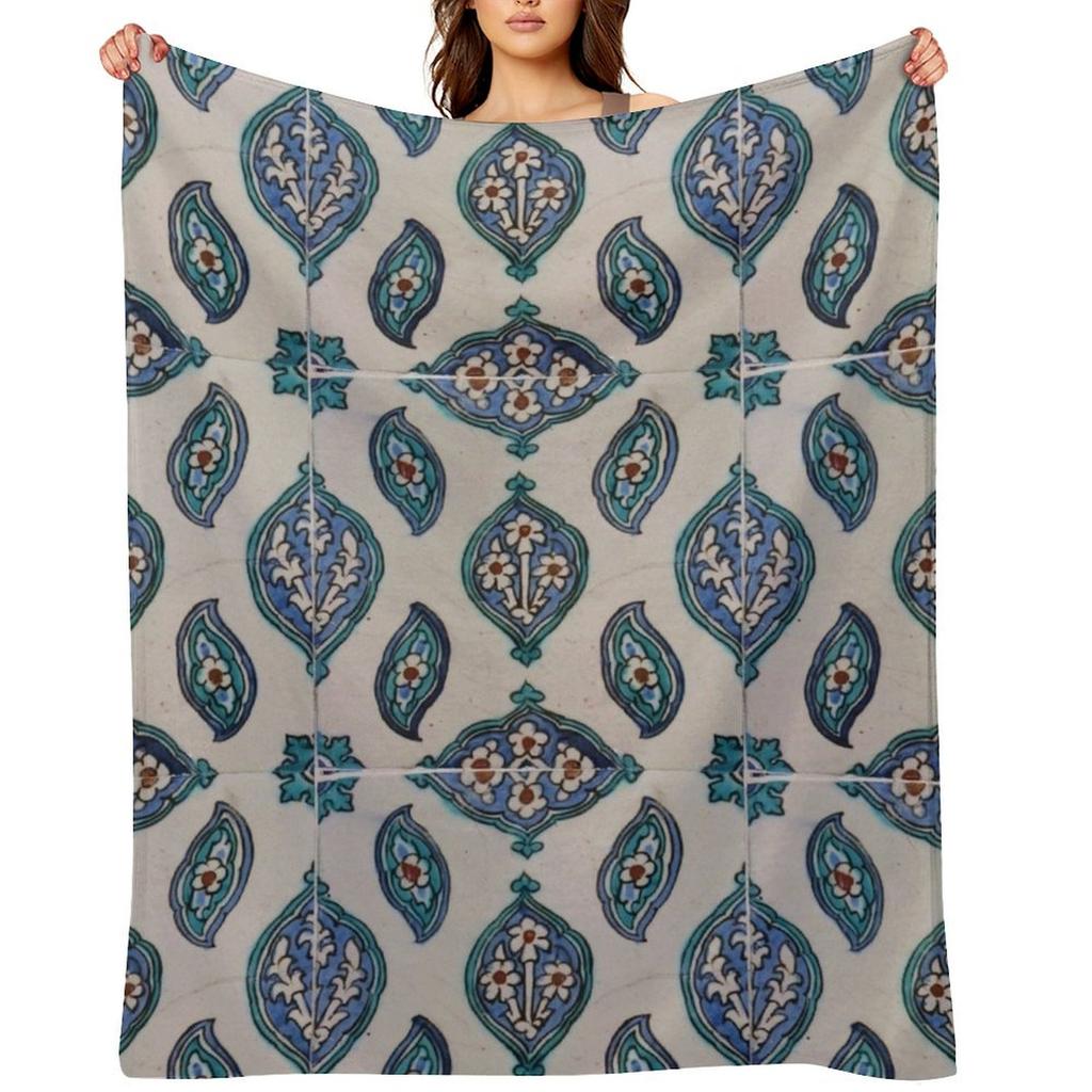 Traditional Vintage Turkish Tile Throw Blanket Christmas Decoration Travel Extra Large Throw Blankets and Throws Blankets
