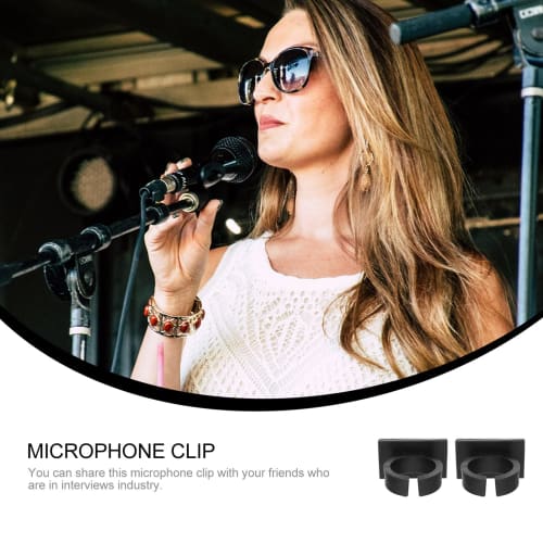 Set of 2 Wireless Mic Holders, Square, Black, Plastic with Adhesive