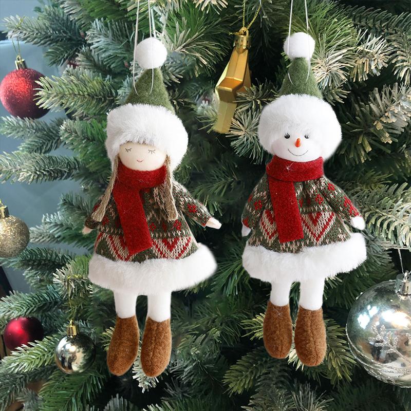 1PC Christmas Decoration Elk Santa Snowman Cute Cartoon Fabric Doll Small Doll Pendant Plush