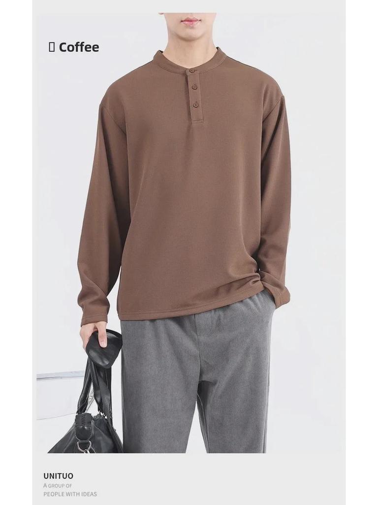 Men's Trendy Waffle Henley Long-Sleeve Casual Shirt