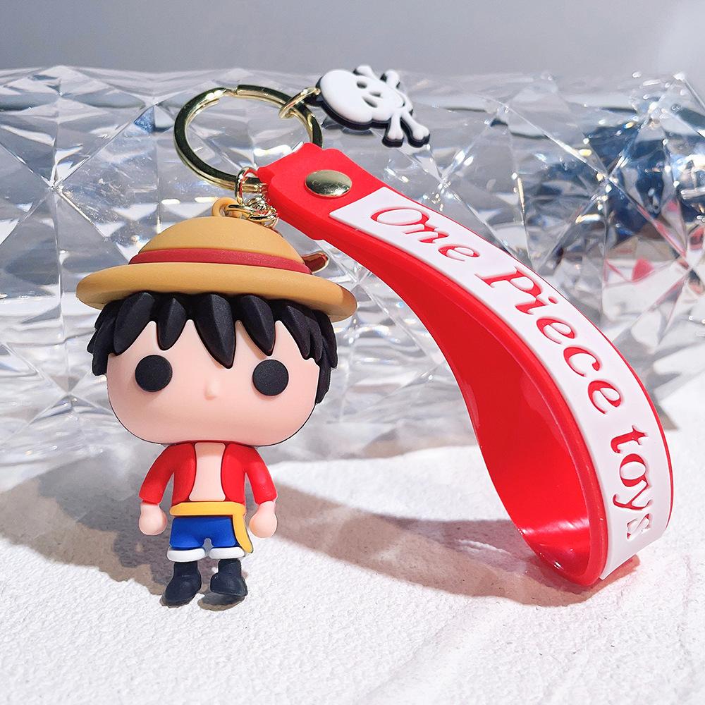 Anime One Piece Keychain Luffy Zoro Portgas·D· Ace Key Chain Llaveros Porte Clé Keyring Doll Bag Charm Pendent Car Keychains