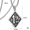 European and American necklace letter 1% 100% pick one men's retro titanium steel diamond pendant necklace