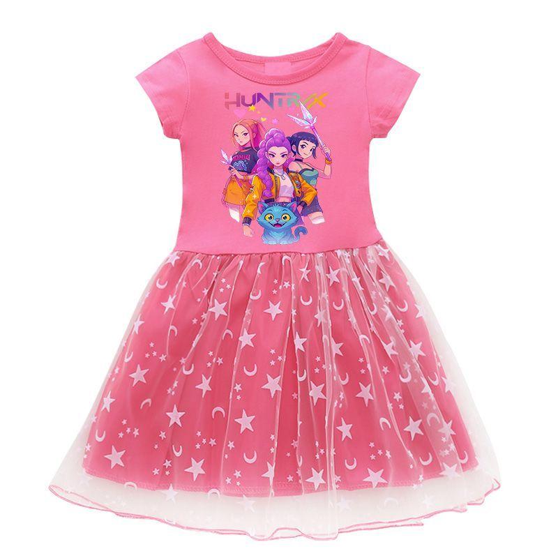 

Cute Kpop Witch Hunt Dress for Children, Summer Girl Princess Tulle Dress 150 розы красного