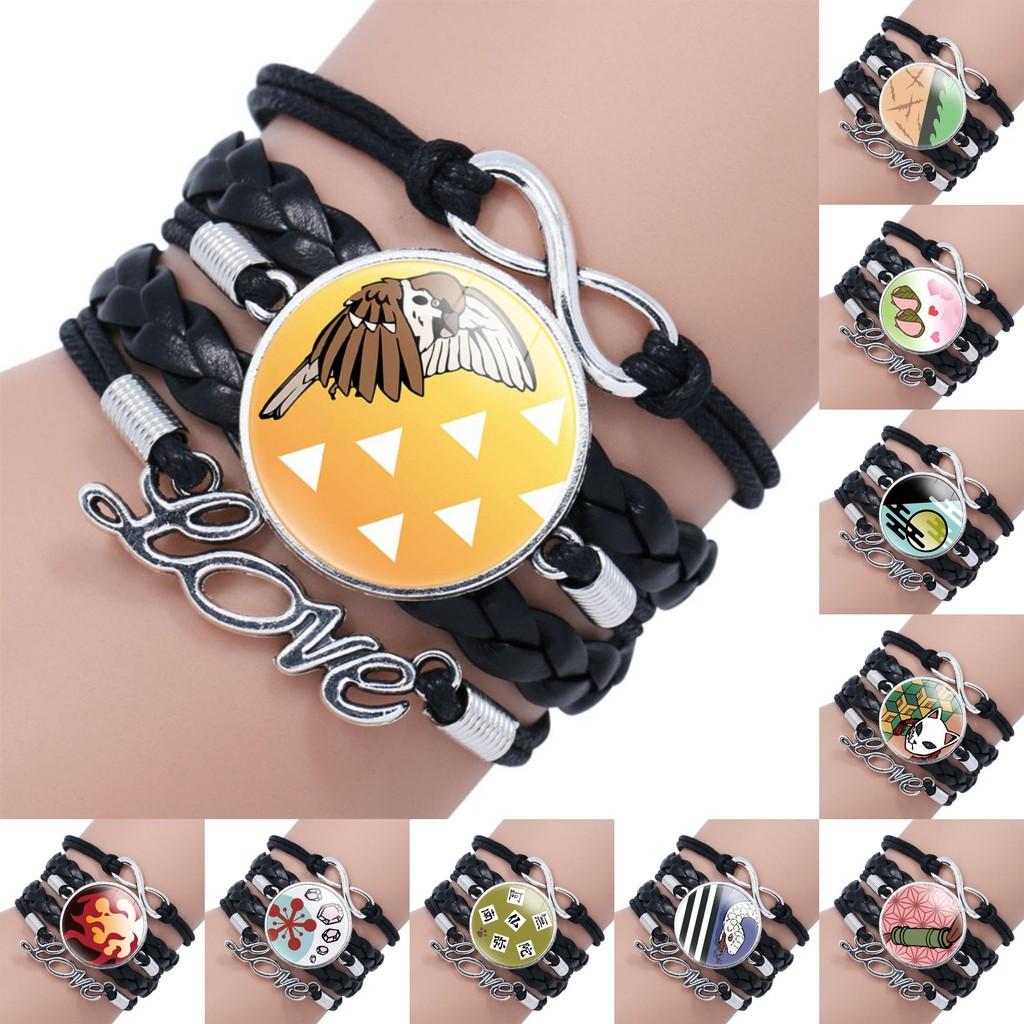 Slayer Demon Bracelet Anime Peripheral Multi Storey Handmade Black Gift Leather