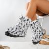 Women's Long Hair Boots Women's Winter Hot Girls Fashion Thermal Platform Mid-leg Boots Leopard Snow Boots