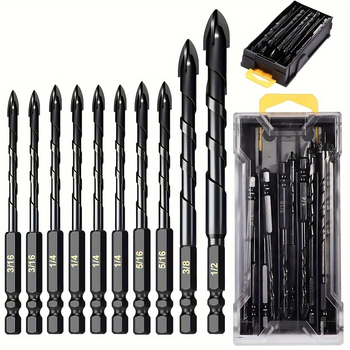 

10 Pieces of Concrete Drill Bit Kit, suitable for Glass Plastic Wood Brick Tungsten Carbide Drill Hard Alloy Cross Drill Bits Hexagonal