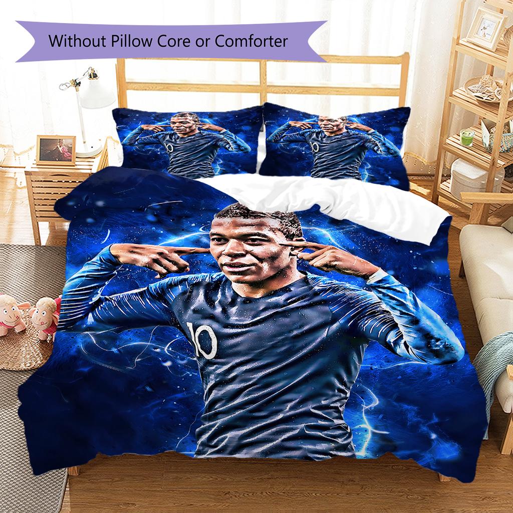Mbappé Mönster Sängkläder, Täcke Set Påslakan Örngott Hem Födelsedagspresent (1 * påslakan + 2 * örngott, utan kärna)
