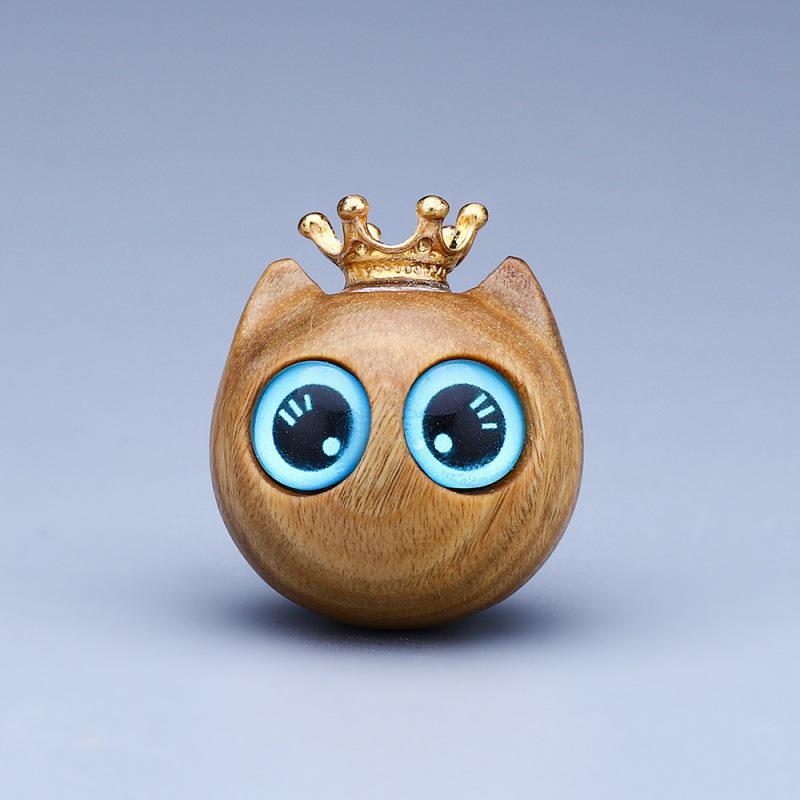 Green Sandalwood Carved Lucky Cat Scent Bag Pendant Keychain