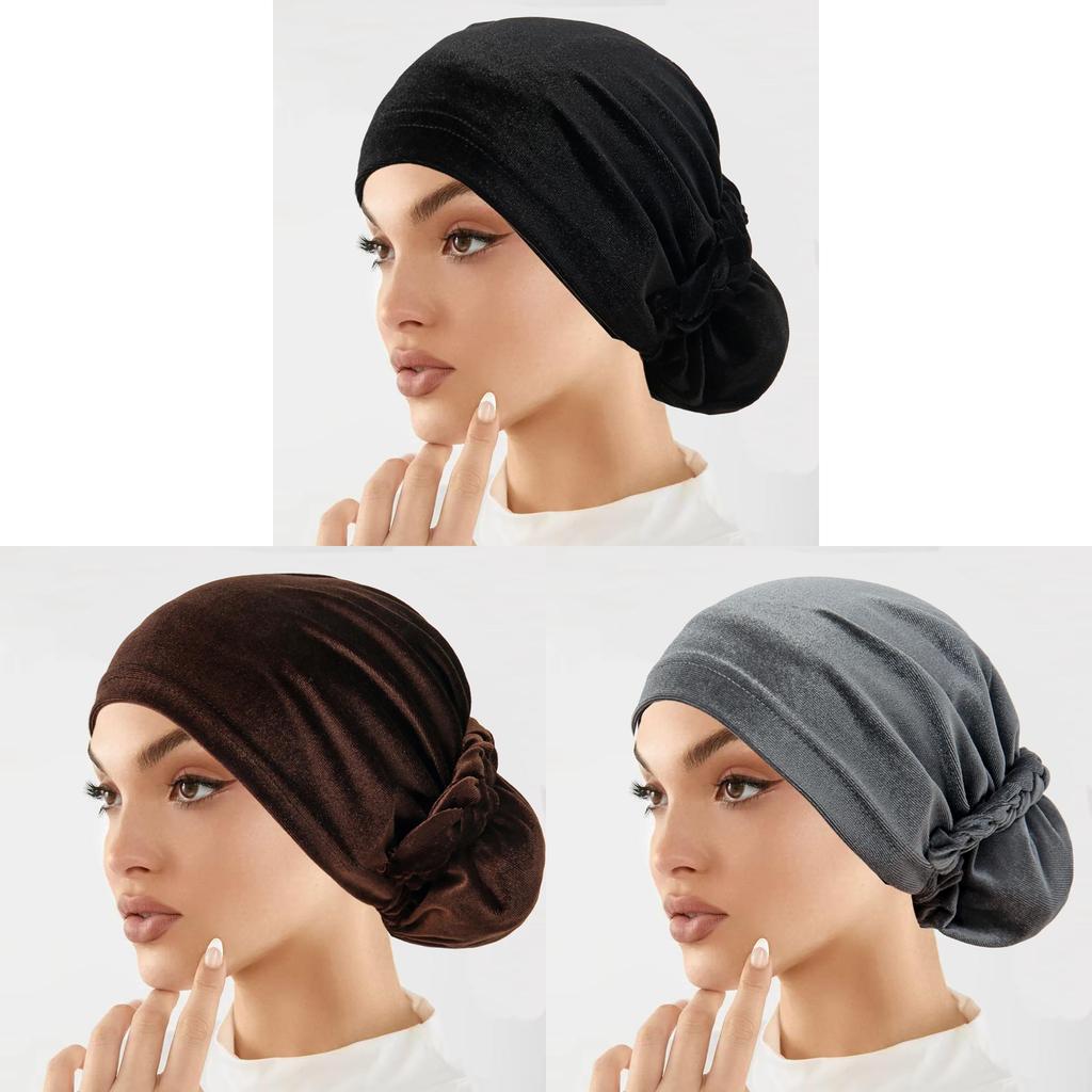 Einfarbiges Polyester-Kopfbedeckung für Damen ohne Schirm für den täglichen bescheidenen Stil